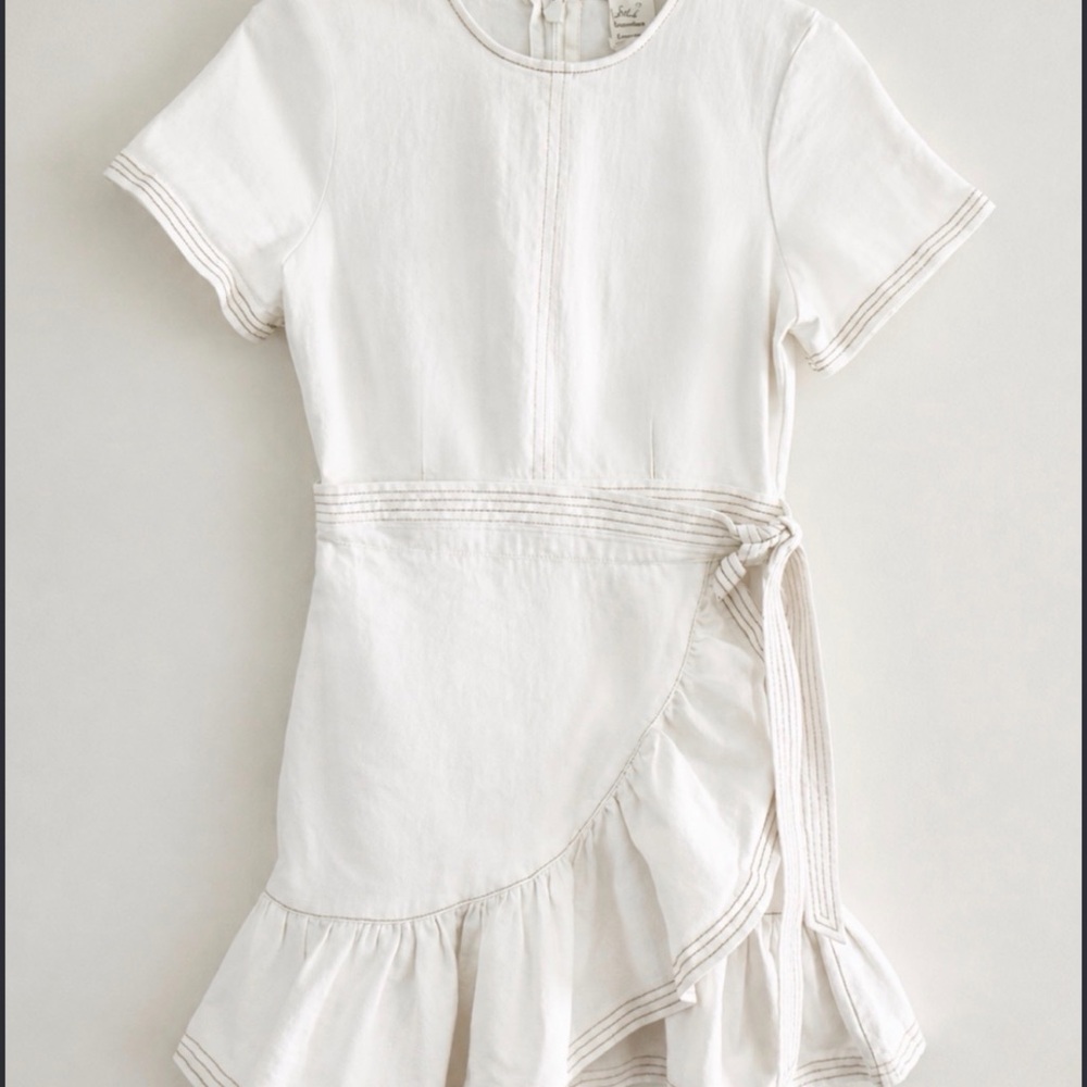 cinq a sept White Short-Sleeve Ruffle Wrap Dress